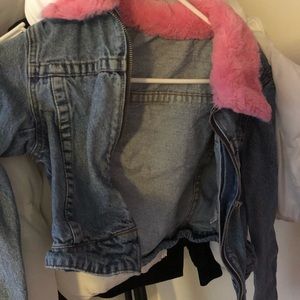 Rare pink fur denim jacket